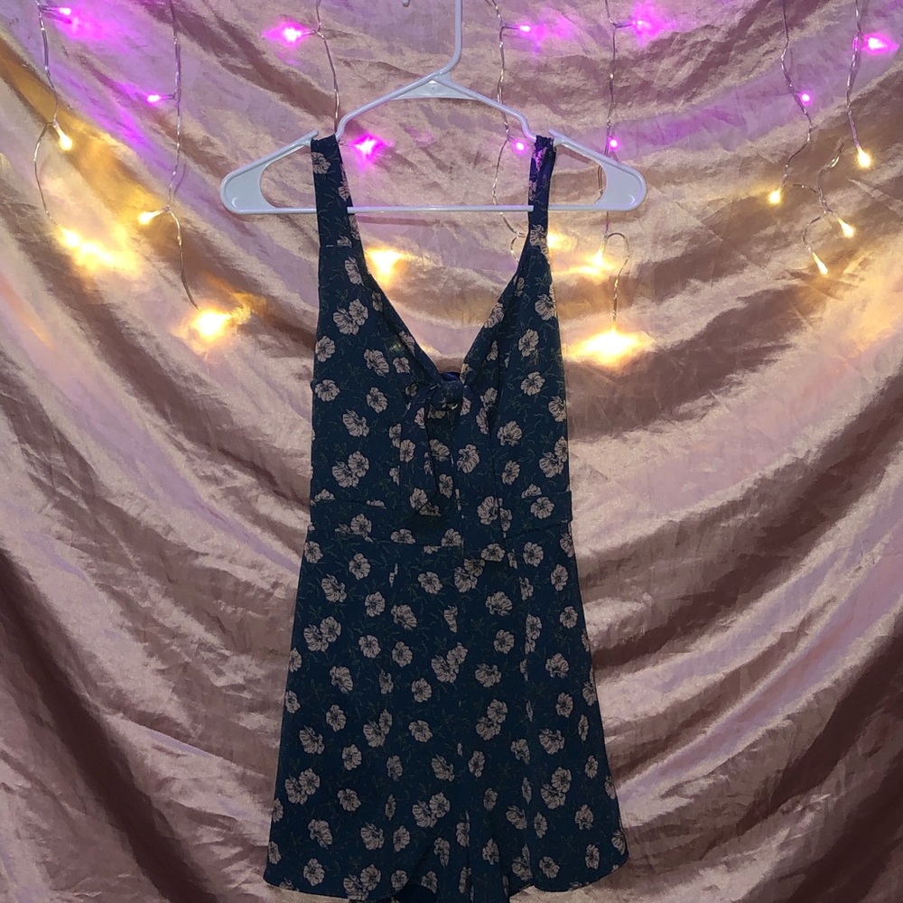Vintage 1970s Blue Floral Romper